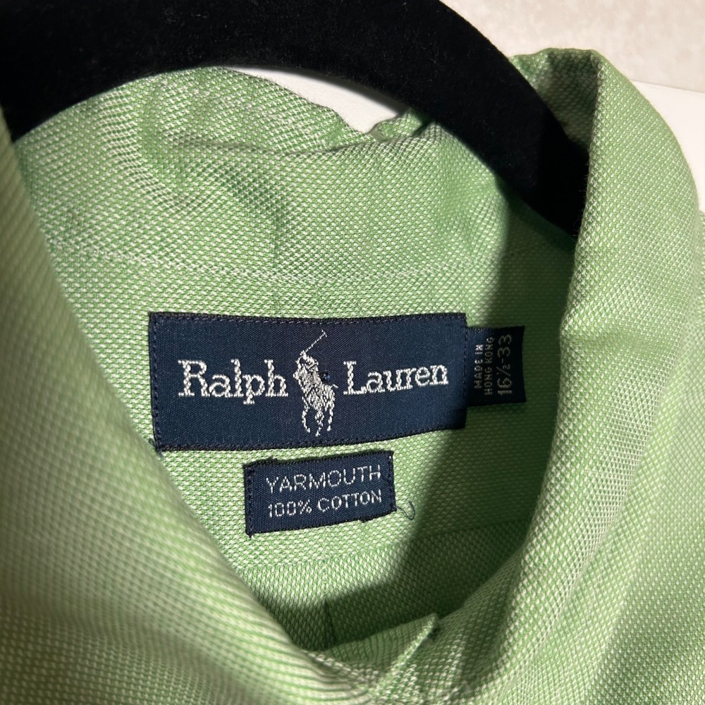 Ralph Lauren Men's Large Yarmouth 16 1/2 33 Green Long Sleeve Button Dress shirt - Picture 3 of 8